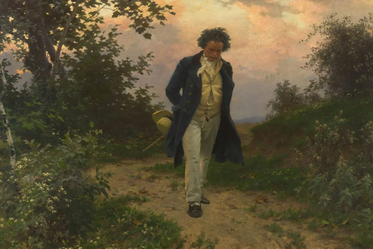 Composer Ludwig van Beethoven on a countryside walk