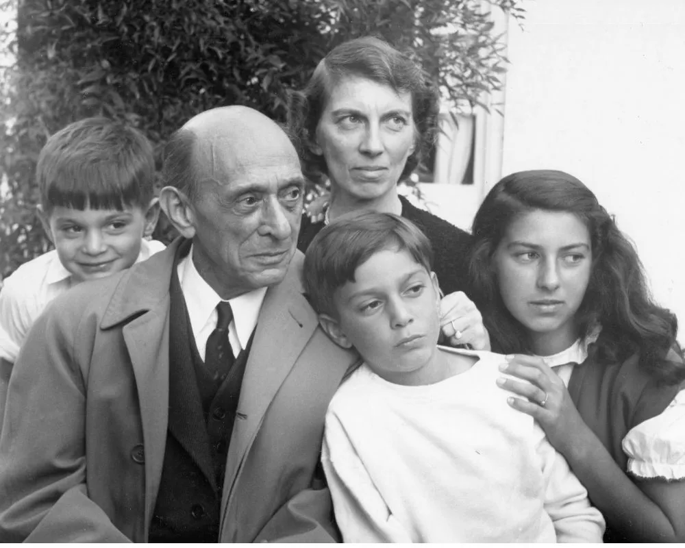 Composer Arnold Schoenberg with family in Los Angeles, 1950